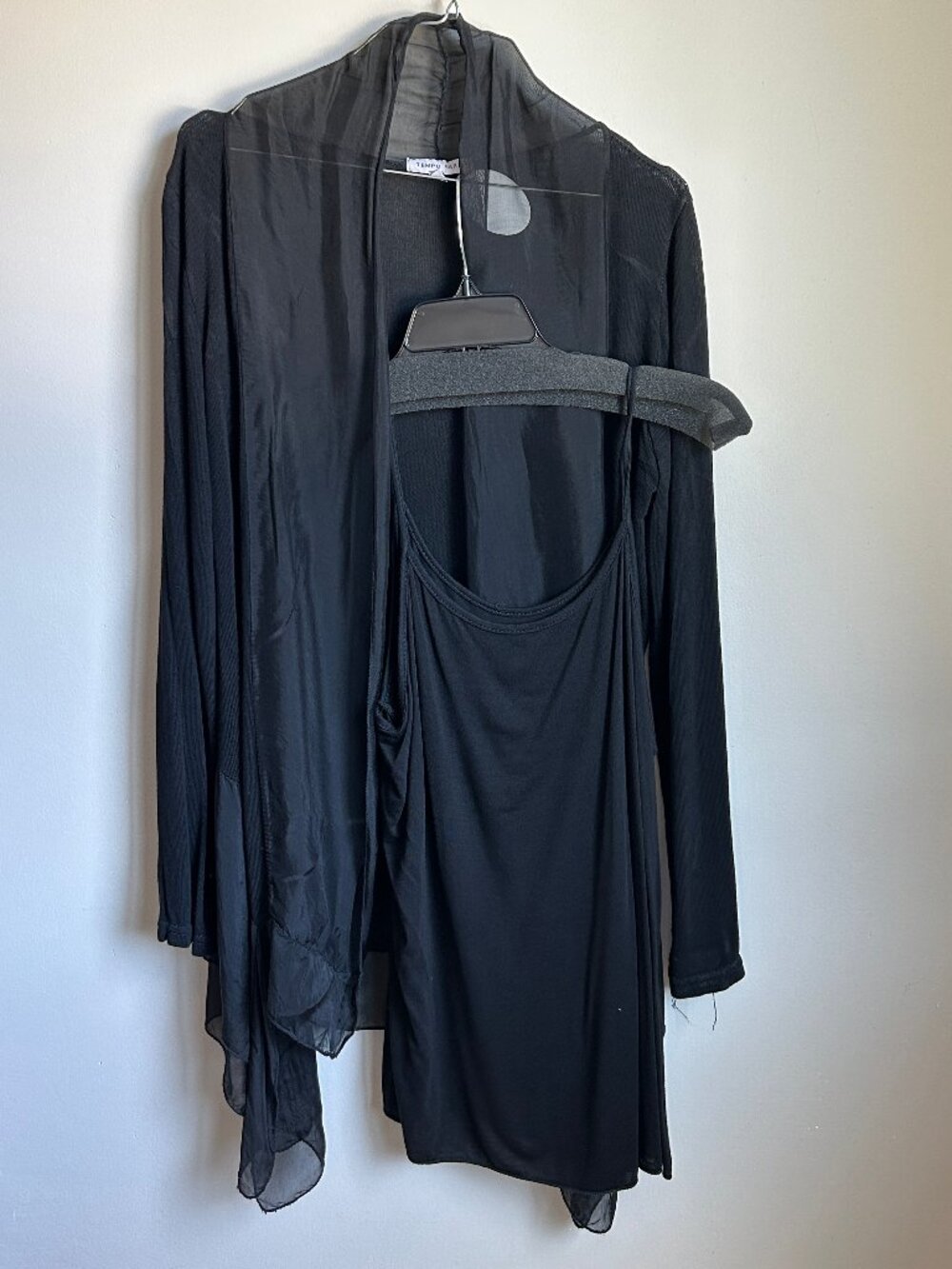 Tempo Paris Open Style Cardigan Knit & Sheer Combo w/ Camisole Size SM NWT